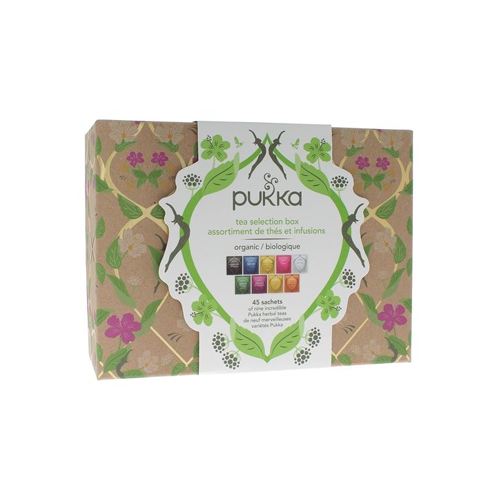 Coffret d&eacute;couverte de th&eacute;s et infusions Pukka - bo&icirc;te de 45 sachets bio
