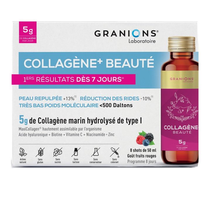 Collag&egrave;ne+ beaut&eacute; 5g Granions - boite de 8 shots de 50ml