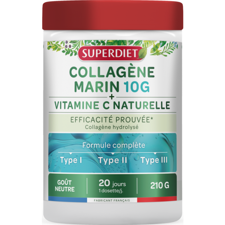Collag&egrave;ne marin 10g + Vitamine C Superdiet - pot de 210g