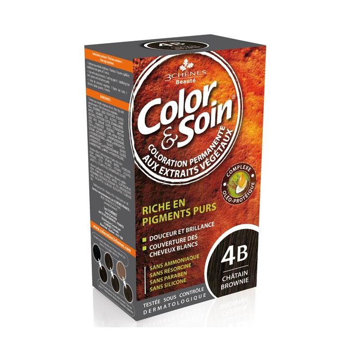 Color & soin coloration permanente Ch&acirc;tain brownie 4B Les 3 ch&ecirc;nes - 1 kit