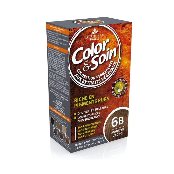 Color & soin coloration permanente Marron cacao 6B Les 3 ch&ecirc;nes - 1 kit