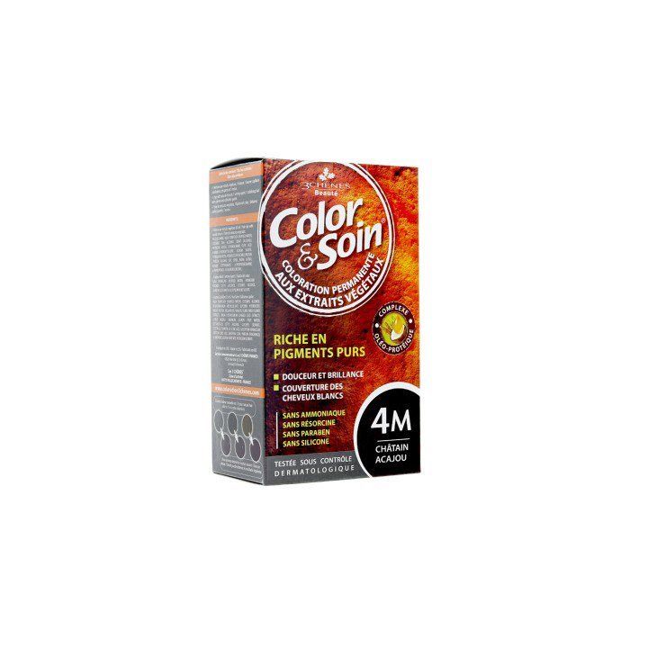 Color & soin coloration permanente ch&acirc;tain acajou 4M Les 3 ch&ecirc;nes - 1 kit