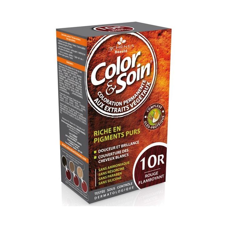 Color & soin coloration permanente Rouge flamboyant 10R Les 3 ch&ecirc;nes - 1 kit