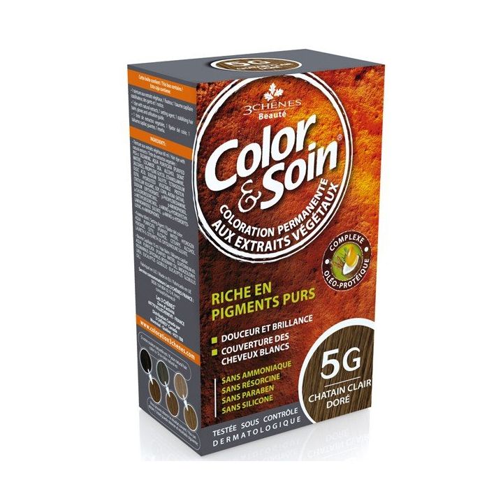 Color & soin coloration permanente Ch&acirc;tain clair dor&eacute; 5G Les 3 ch&ecirc;nes - 1 kit