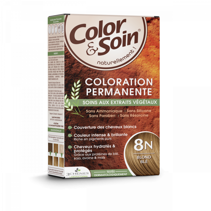 Color & soin coloration permanente Blond bl&eacute; 8N Les 3 ch&ecirc;nes - 1 kit