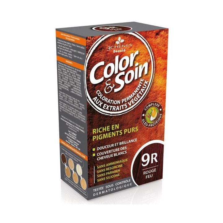 Color & soin coloration permanente Rouge feu 9R Les 3 ch&ecirc;nes - 1 kit