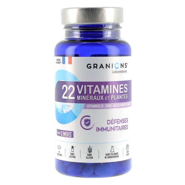 22 vitamines min&eacute;raux et plantes Granions - boite de 90 comprim&eacute;s