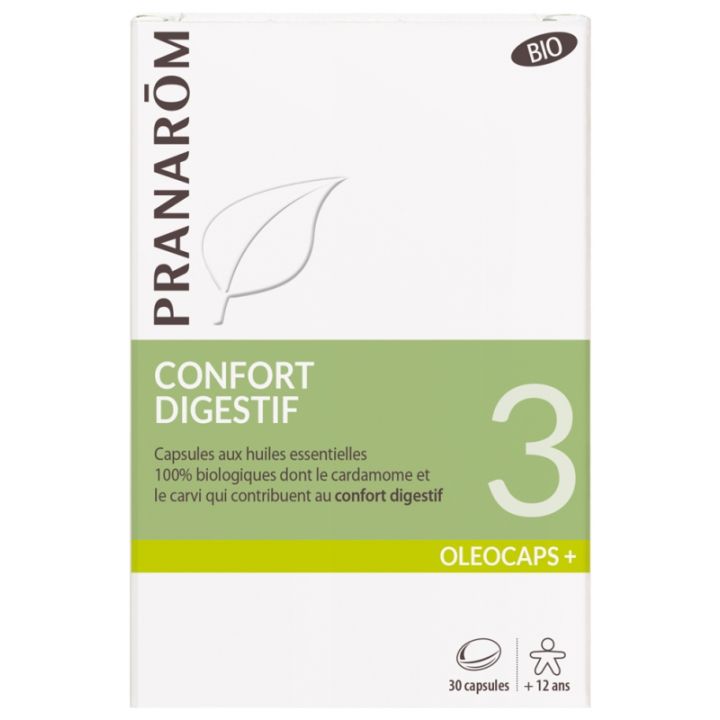 Ol&eacute;ocaps+ 3 Confort digestif bio Pranarom - boite de 30 capsules