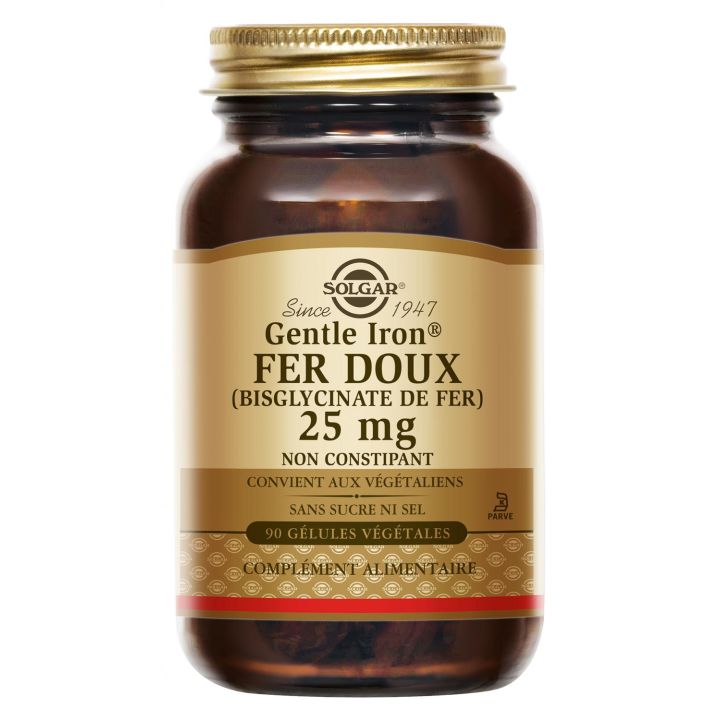 Gentle iron fer doux Solgar - boite de 90 g&eacute;lules