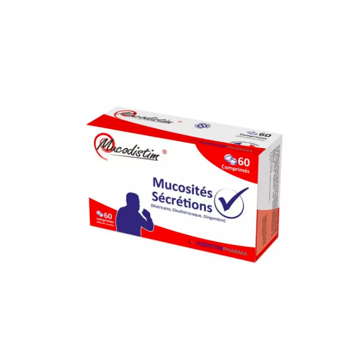 Mucodistim Mucosit&eacute;s et s&eacute;cr&eacute;tions AudistimPharma - boite de 60 comprim&eacute;s