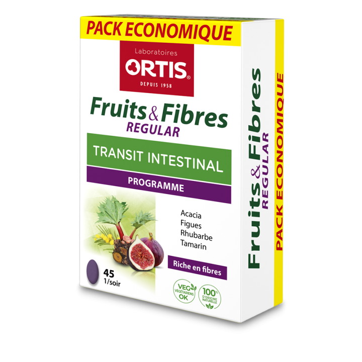 Transit intestinal fruits et fibres regular Ortis - boite de 45 comprim&eacute;s