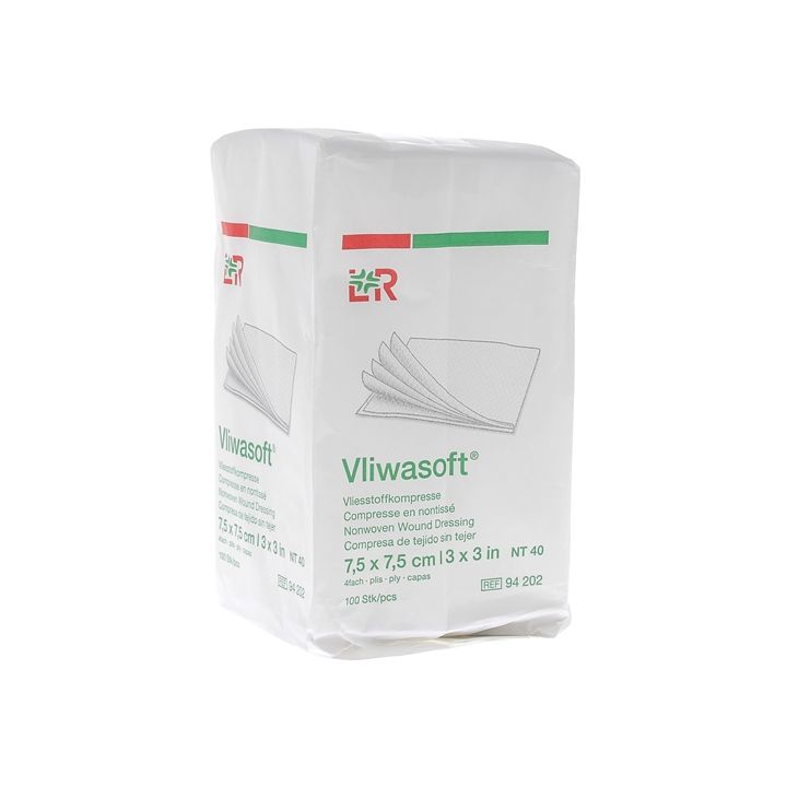 Compresse non tiss&eacute;e 7,5x7,5cm Vliwasoft Velpeau Lohmann & Rausher - boite de 100 compresses
