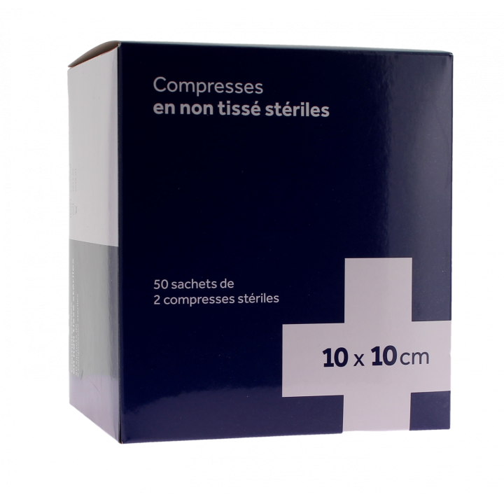 Compresses st&eacute;riles non tiss&eacute; 3M - 50 sachets de 2 compresses st&eacute;riles de 10x10 cm