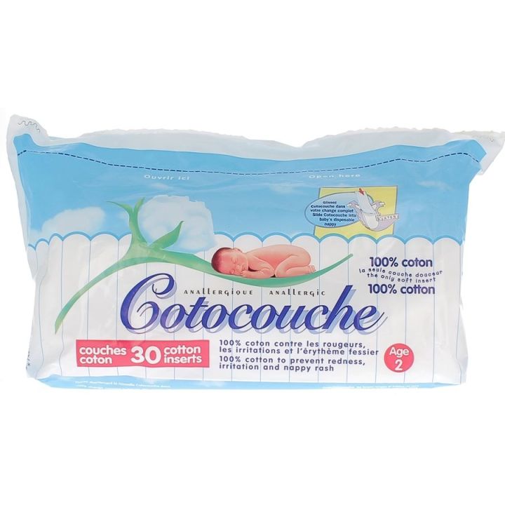 Couches coton &acirc;ge 2 Cotocouche - paquet de 30 couches