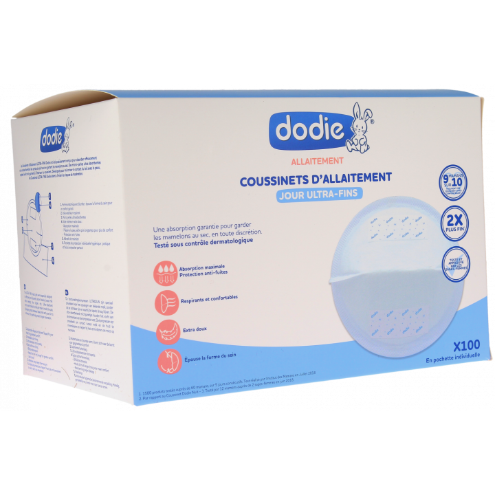 Coussinets d'Allaitement Ultra-fins Dodie - bo&icirc;te de 100 coussinets