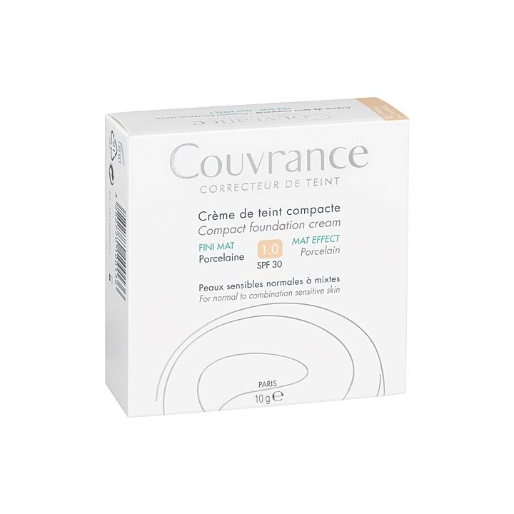 Couvrance cr&egrave;me de teint compacte Porcelaine 1.0 SPF 30 Av&egrave;ne - poudrier de 10 g
