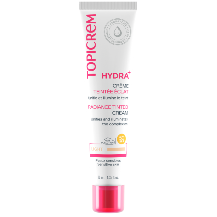 Hydra+ Cr&egrave;me teint&eacute;e &eacute;clat Light SPF 50 Topicrem - tube de 40 ml