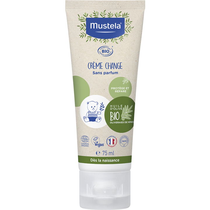 Cr&egrave;me change bio sans parfum Mustela - tube de 75 ml