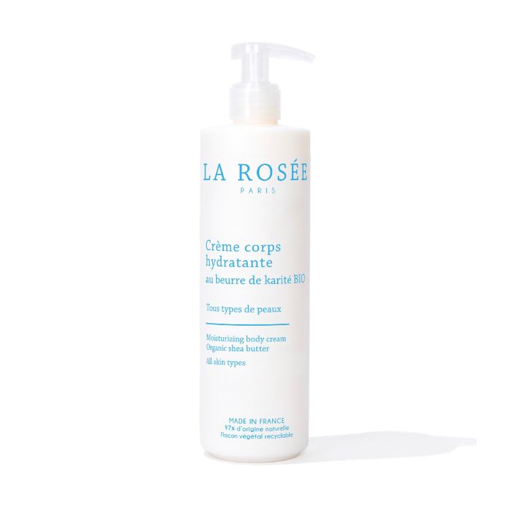 Cr&egrave;me corps hydratante au beurre de karit&eacute; bio La Ros&eacute;e - flacon-pompe de 400 ml