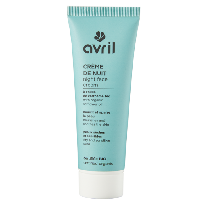 Cr&egrave;me de nuit peaux s&egrave;ches et sensibles bio Avril - tube de 50 ml