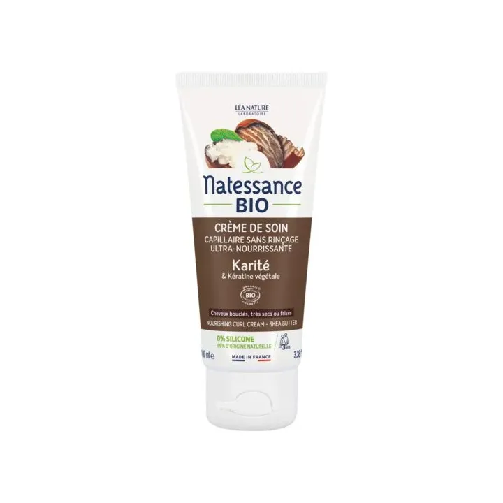 Cr&egrave;me de soin capillaire ultra-nourrissante karit&eacute; bio Natessance - tube de 100ml