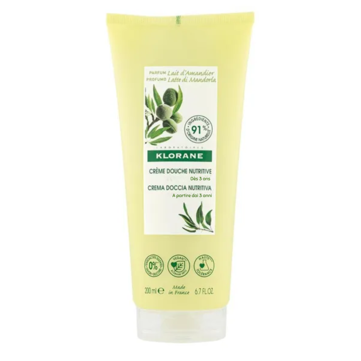 Cr&egrave;me douche nutritive au Cupua&ccedil;u bio Lait d'Amandier Klorane - tube de 200 ml