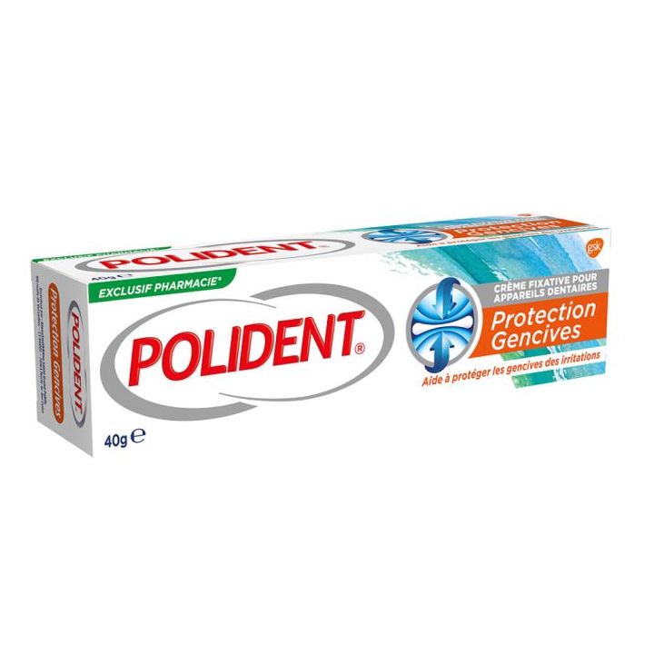 Cr&egrave;me fixative pour appareils dentaires Protection gencives Polident - tube de 40 g