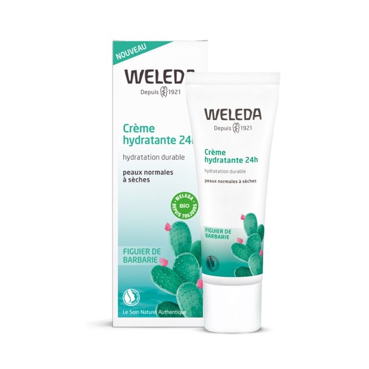 Cr&egrave;me hydratante 24h peaux normales &agrave; s&egrave;ches Weleda - tube de 30 ml