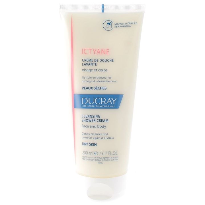 Cr&egrave;me lavante Ictyane peaux s&egrave;ches Ducray - tube de 200ml
