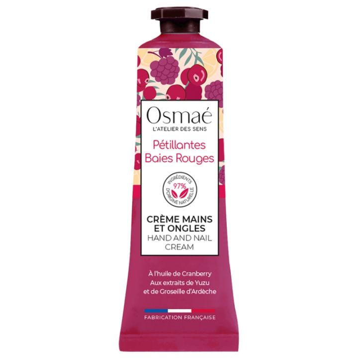 Cr&egrave;me mains et ongles P&eacute;tillantes baies rouges Osma&eacute; - tube de 30 ml