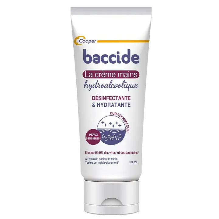 Cr&egrave;me mains hydroalcoolique Baccide - tube de 50ml
