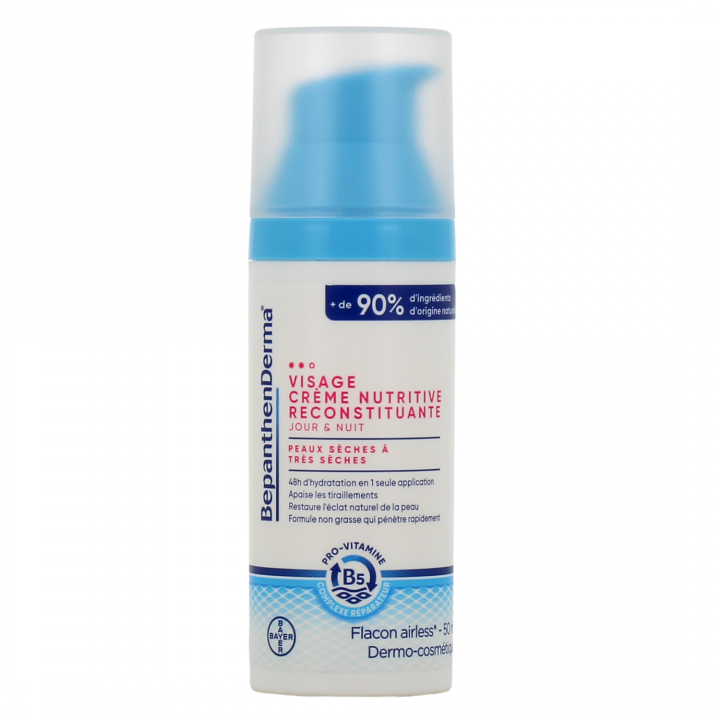Cr&egrave;me nutritive reconstituante visage BepanthenDerma - flacon-pompe de 50ml