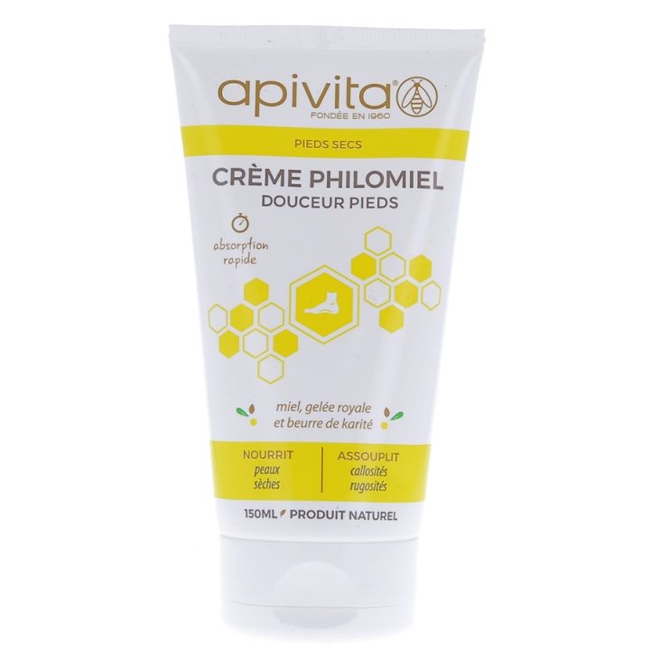 Cr&egrave;me philomiel douceur pieds Apivita - tube de 150 ml
