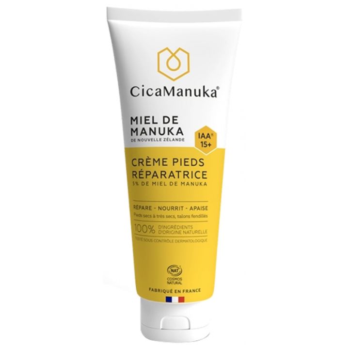 Cr&egrave;me pieds r&eacute;paratrice bio CicaManuka - tube de 75 ml