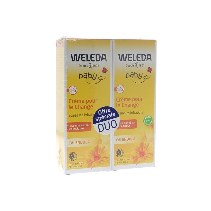 Cr&egrave;me pour le change au Calendula b&eacute;b&eacute; Weleda - lot de 2 tubes de 75 ml