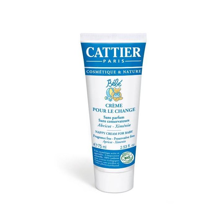 Cr&egrave;me protectrice pour le change b&eacute;b&eacute; BIO Cattier - tube 75 ml