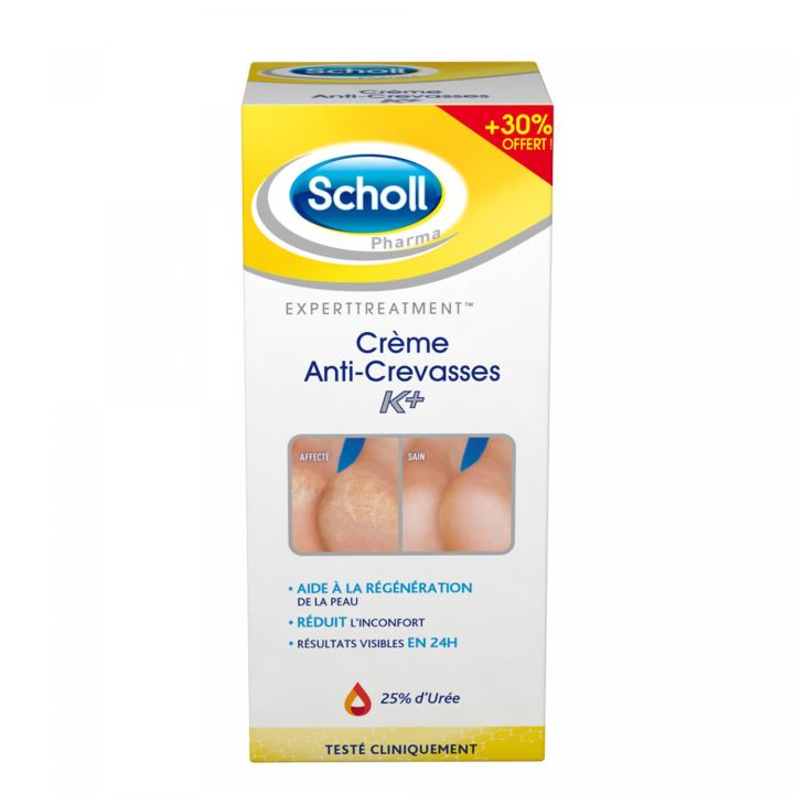 Cr&egrave;me anti-crevasses K+ 25% d'ur&eacute;e Scholl - tube de 120 ml