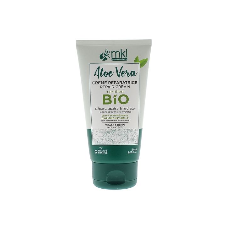 Cr&egrave;me r&eacute;paratrice bio 3 en 1 aloe vera MKL Green Nature - tube de 150 ml