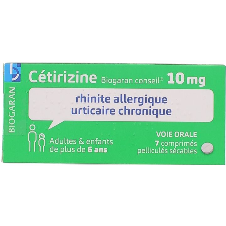 C&eacute;tirizine Biogaran Conseil 10mg - 7 comprim&eacute;s pellicul&eacute;s s&eacute;cables