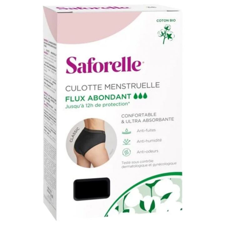 Culotte menstruelle flux abondant taille 40 Saforelle - 1 culotte noire coton