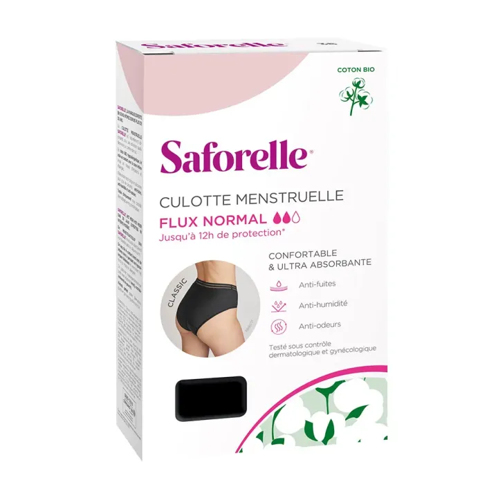 Culotte menstruelle flux abondant taille 34-36 Saforelle - 1 culotte noire coton