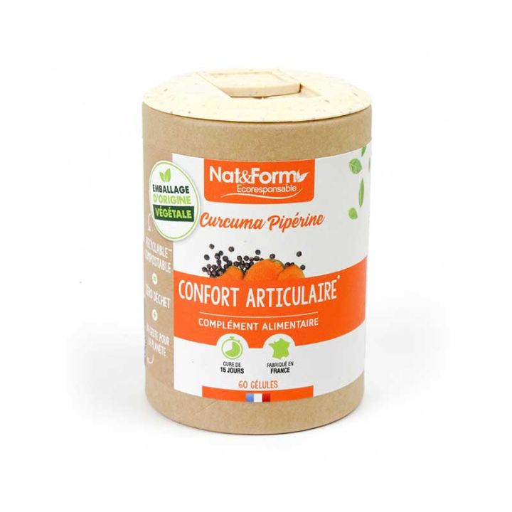 Curcuma Pip&eacute;rine Ecoresponsable Nat&Form - boite de 60 g&eacute;lules