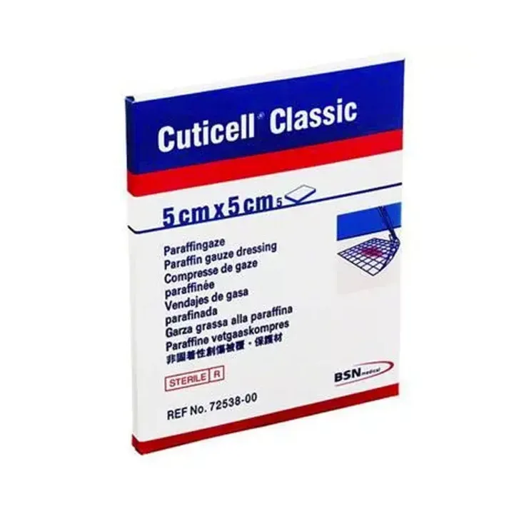 Cuticell classic compresse de gaze paraffin&eacute;e BSN M&eacute;dical - 5 compresses de 5 cm x 5 cm