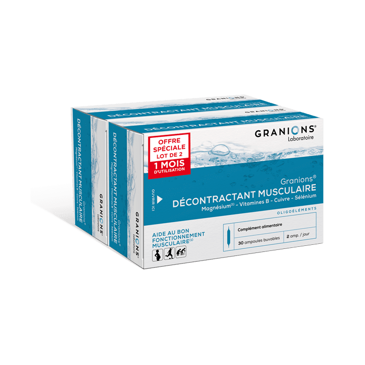 D&eacute;contractant musculaire Granions solution buvable en ampoule - lot de 2 boites de 30 ampoules
