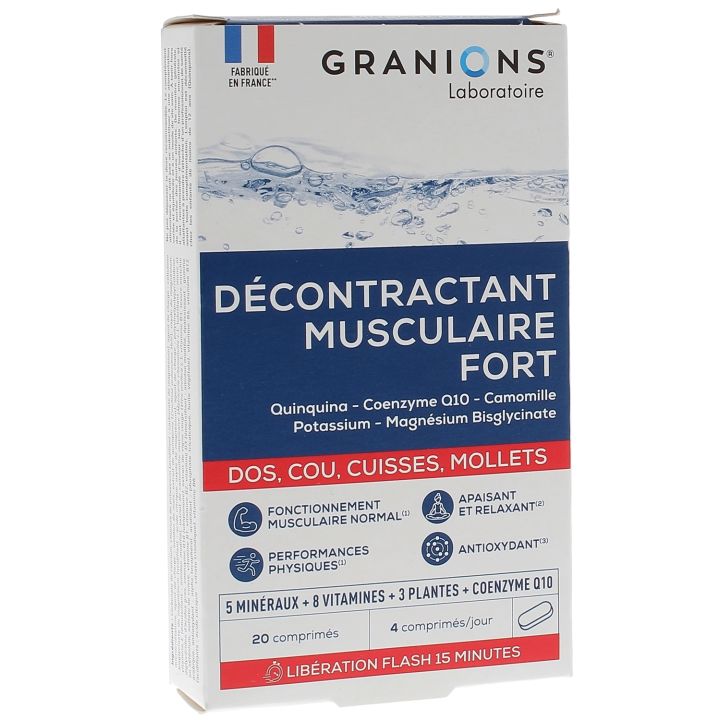 D&eacute;contractant musculaire fort Granions - bo&icirc;te de 20 comprim&eacute;s