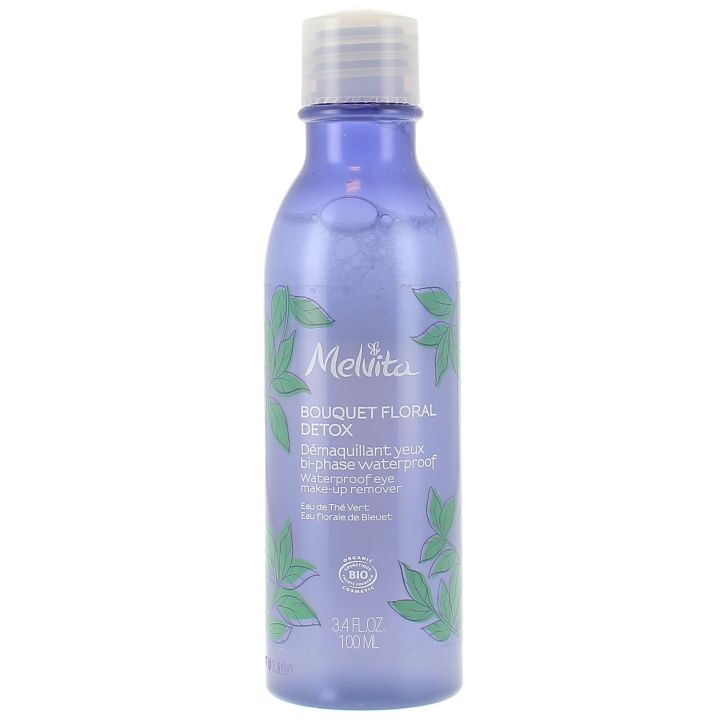 D&eacute;maquillant yeux bi-phase bouquet floral d&eacute;tox waterproof bio Melvita - bouteille de 100 ml