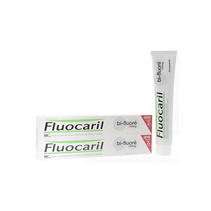 Dentifrice Blancheur Bi-Fluor&eacute; Fluocaril - lot de 2 tubes de 75 ml