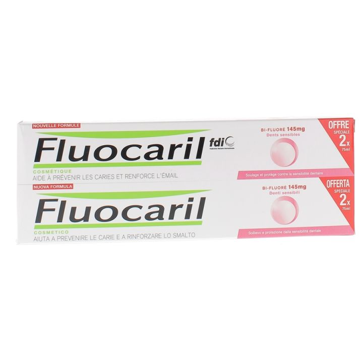 Dentifrice Dents Sensibles Bi-Fluor&eacute; Fluocaril - lot de 2 tubes de 75 ml