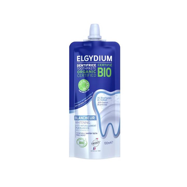 Dentifrice bio &eacute;co-con&ccedil;u Blancheur Elgydium - tube de 100ml