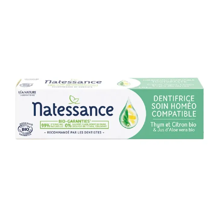 Dentifrice soin hom&eacute;o compatible bio Natessance - tube de 75ml